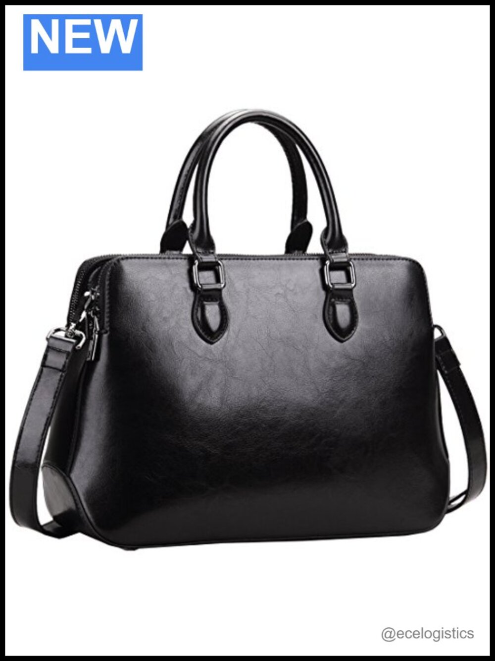 Genuine Leather Tote Shoulder Bag with Multi Compartments
